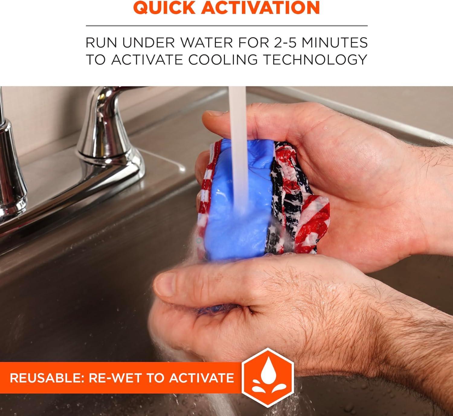 imageErgodyne Chill Its 6705CT Cooling Bandana Lined with Evaporative PVA Material for Fast Cooling Relief Quick and Secure FitStars and Stripes