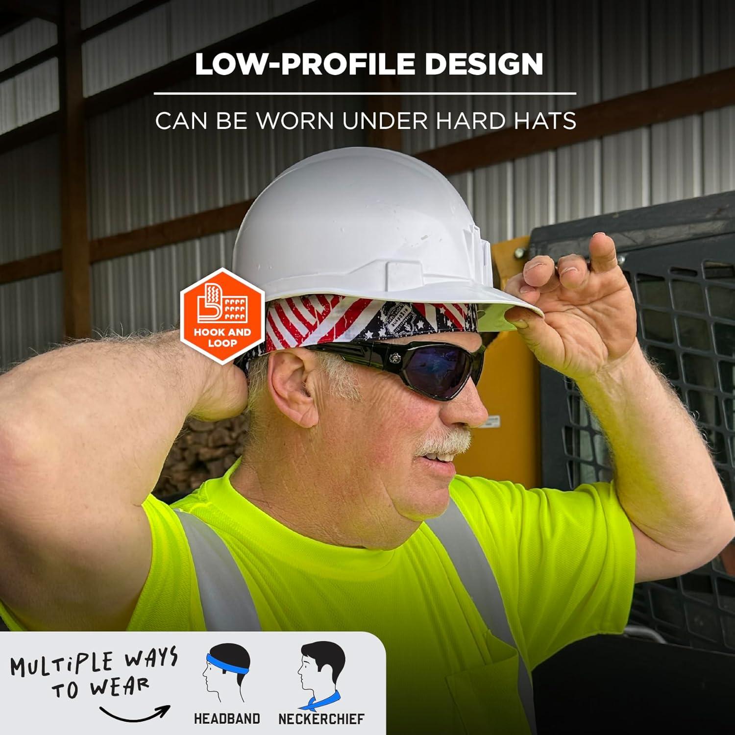 imageErgodyne Chill Its 6705CT Cooling Bandana Lined with Evaporative PVA Material for Fast Cooling Relief Quick and Secure FitStars and Stripes