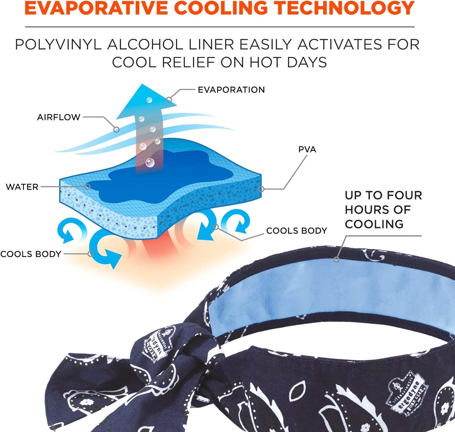 imageErgodyne Chill Its Cooling Bandana Lined with Evaporative PVA Material for Fast Cooling Relief Tie for Adjustable Fit Navy Western 2Pack