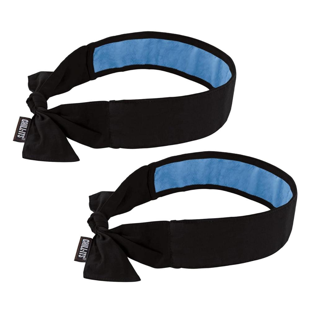 imageErgodyne Chill Its 6700CT Cooling Bandana Lined with Evaporative PVA Material for Fast Cooling Relief Tie for Adjustable Fit SkullsBlack 2Pack