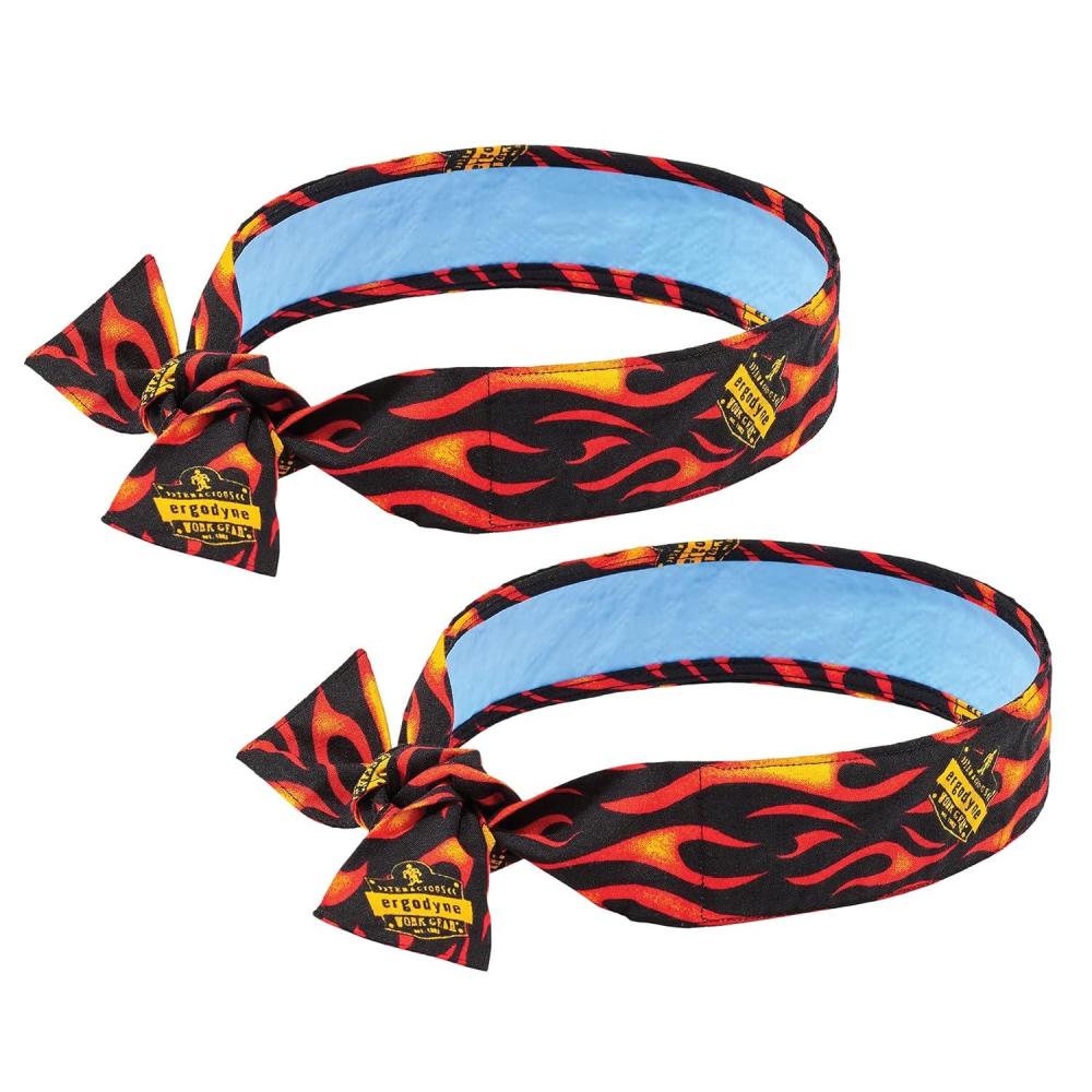 imageErgodyne Chill Its 6700CT Cooling Bandana Lined with Evaporative PVA Material for Fast Cooling Relief Tie for Adjustable Fit SkullsFlames 2Pack