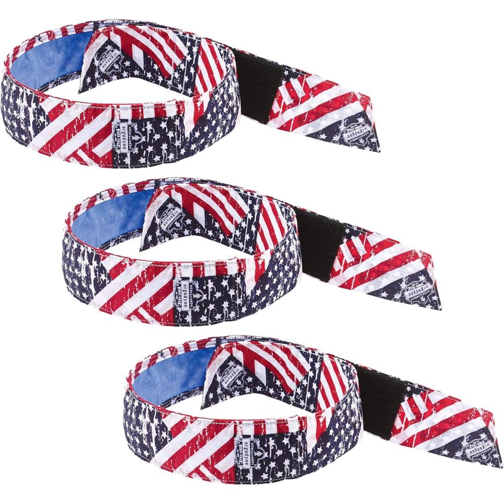 imageErgodyne Chill Its 6705CT Cooling Bandana Lined with Evaporative PVA Material for Fast Cooling Relief 3PackStars and Stripes