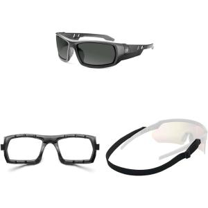 imageErgodyne ODIN Polarized Safety Glasses Matte Black Smoke Lens  Foam Gasket Insert  Elastic Eyewear Strap