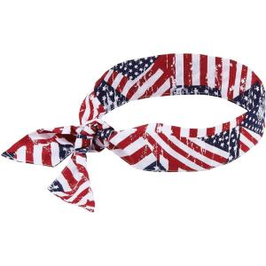 imageErgodyne Chill Its 6700 Cooling Bandana Evaporative Polymer Crystals For Cooling Relief Tie For Adjustable Fit 6Pack BlueRed  White  Blue