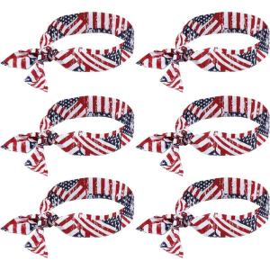 imageErgodyne Chill Its 6700 Cooling Bandana Evaporative Polymer Crystals For Cooling Relief Tie For Adjustable Fit 6Pack BlueStars  Stripes
