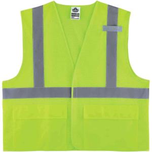 image:imageErgodyne unisexadult High Visibility Reflective Safety Vest Type R Class 2 Two Exterior Pockets Hook ampamp Loop ClosureLime