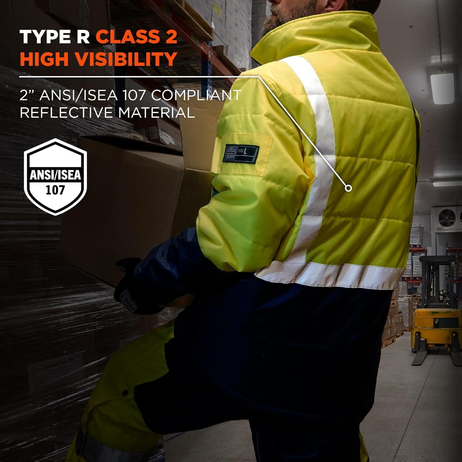 image:imageErgodyne NFerno 6478 Insulated Freezer Jacket Hi Vis Type R Class 2 Reflective Cold Storage Work Gear Clo Value Comfort Rating 259 CLO
