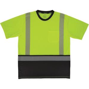 image:imageErgodyne UnisexAdult Glowear 8294bk Performance Hivis TShirt  Type R Class 2 Black BottomLime