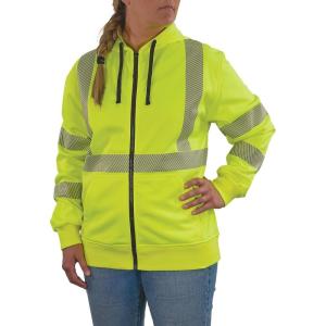 image:imageErgodyne UnisexAdult Glowear 8305w Womens Performance Hivis Hooded Zipup Sweatshirt  Type R Class 3Lime