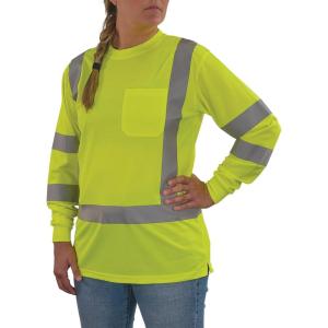image:imageErgodyne Womens Glowear 8374 Womens Essential Hivis Long Sleeve TShirt  Type R Class 3Lime