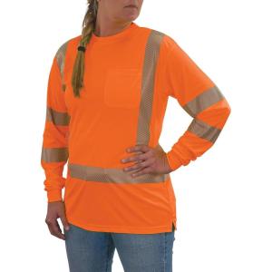 image:imageErgodyne Womens Glowear 8387 Womens Performance Hivis Long Sleeve TShirt  Type R Class 3Orange