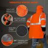 image:imageHigh Visibility Reflective Thermal Jacket Set Includes Outer Rain Shell amp Thermal Jacket with Zip Off SleevesOrange