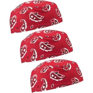 image:imageErgodyne Chill Its 6630 Skull Cap Lined with Terry Cloth Sweatband Sweat Wicking BlueRed Western3pk