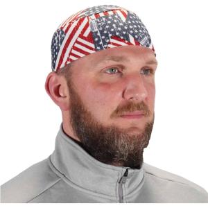 image:imageErgodyne Chill Its 6630 Skull Cap Lined with Terry Cloth Sweatband Sweat Wicking BlueStars and Stripes