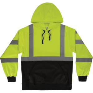image:imageErgodyne UnisexAdult Glowear 8311bk Essential Hivis Hooded Sweatshirt  Type R Class 3 Black BottomLime