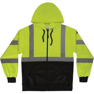 image:imageErgodyne UnisexAdult Glowear 8312bk Essential Hivis Hooded Zipup Sweatshirt  Type R Class 3 Black BottomLime
