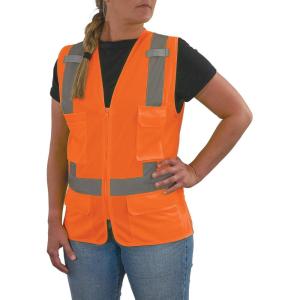 image:imageErgodyne GloWear 8247ZWS Womens High Visibility Surveyor Vest 4 Pockets Type R Class 2 Zipper HiVis Vests for Women