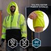 image:imageErgodyne Unisex Adult Glowear 8318bk Performance Hivis Hooded Zipup Sweatshirt  Type R Class 3 Black BottomLime