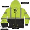 image:imageErgodyne Unisex Adult Glowear 8318bk Performance Hivis Hooded Zipup Sweatshirt  Type R Class 3 Black BottomLime