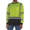 image:imageErgodyne Unisex Adult Glowear 8371bk Performance Hivis Long Sleeve TShirt  Type R Class 3 Black BottomLime