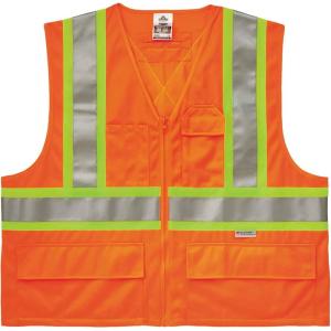 image:imageErgodyne  26183 GloWear 8235ZX ANSI TwoTone High Visibility Orange Safety Vest with XBack Small MediumLargeXLarge