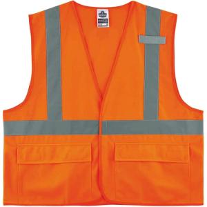 image:imageErgodyne GloWear 8225HL ANSI High Visibility Lime Solid Reflective Safety Vest Hook amp Loop Closure 2XL3XLHook  Loop Orange