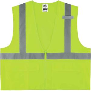 image:imageErgodyne GloWear 8225Z ANSI High Visibility Lime Solid Reflective Safety Vest Zipper Closure SmallMedium