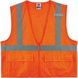 image:imageErgodyne Unisex  Class 2 Standard Solid Vest Zipper Zippered Orange SmallMedium US