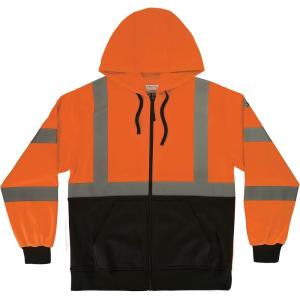 image:imageErgodyne Unisex Adult Glowear 8312bk Essential Hivis Hooded Zipup Sweatshirt  Type R Class 3 Black BottomOrange