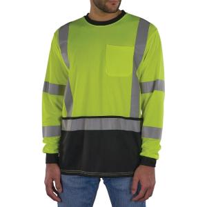 image:imageErgodyne Unisex Adult Glowear 8369bk Essential Hivis Long Sleeve TShirt  Type R Class 3 Black BottomLime