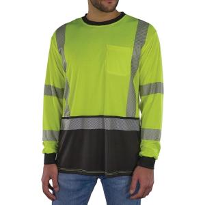 image:imageErgodyne Unisex Adult Glowear 8371bk Performance Hivis Long Sleeve TShirt  Type R Class 3 Black BottomLime