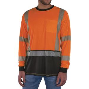 image:imageErgodyne Unisex Adult Glowear 8371bk Performance Hivis Long Sleeve TShirt  Type R Class 3 Black BottomOrange