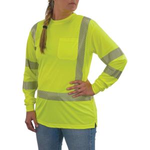 image:imageErgodyne Unisex Adult Glowear 8387 Womens Performance Hivis Long Sleeve TShirt  Type R Class 3Lime