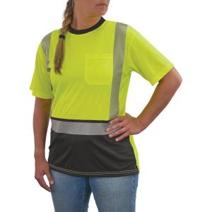 image:imageErgodyne Womens Glowear 8276bk Womens Performance Hivis TShirt  Type R Class 2 Black BottomLime