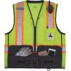 image:imageErgodyne GloWear 8251HDZBK Class 2 Safety Vest Hi Vis TwoTone Reflective Black Front Zipper ClosureLime