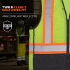 image:imageErgodyne GloWear 8251HDZBK Class 2 Safety Vest Hi Vis TwoTone Reflective Black Front Zipper ClosureLime