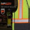 image:imageErgodyne GloWear 8251HDZBK Class 2 Safety Vest Hi Vis TwoTone Reflective Black Front Zipper ClosureLime