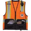 image:imageErgodyne GloWear 8251HDZBK Class 2 Safety Vest Hi Vis TwoTone Reflective Black Front Zipper ClosureOrange
