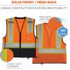 image:imageErgodyne GloWear 8251HDZBK Class 2 Safety Vest Hi Vis TwoTone Reflective Black Front Zipper ClosureOrange