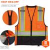 image:imageErgodyne GloWear 8251HDZBK Class 2 Safety Vest Hi Vis TwoTone Reflective Black Front Zipper ClosureOrange
