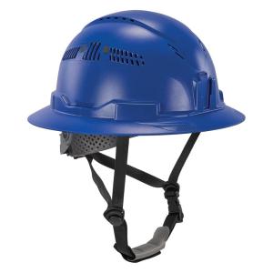 image:imageErgodyne 8964 Full Brim Safety Helmet Type 2 Class C Hard Hat with Chin Strap Adjustable Venting ANSIISEA Z8912014Blue
